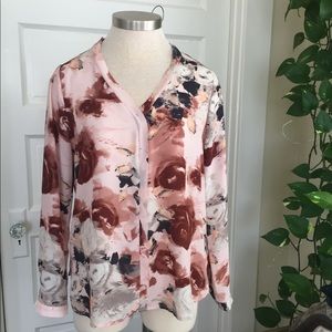 Pleione Floral Print Long Sleeve Blouse